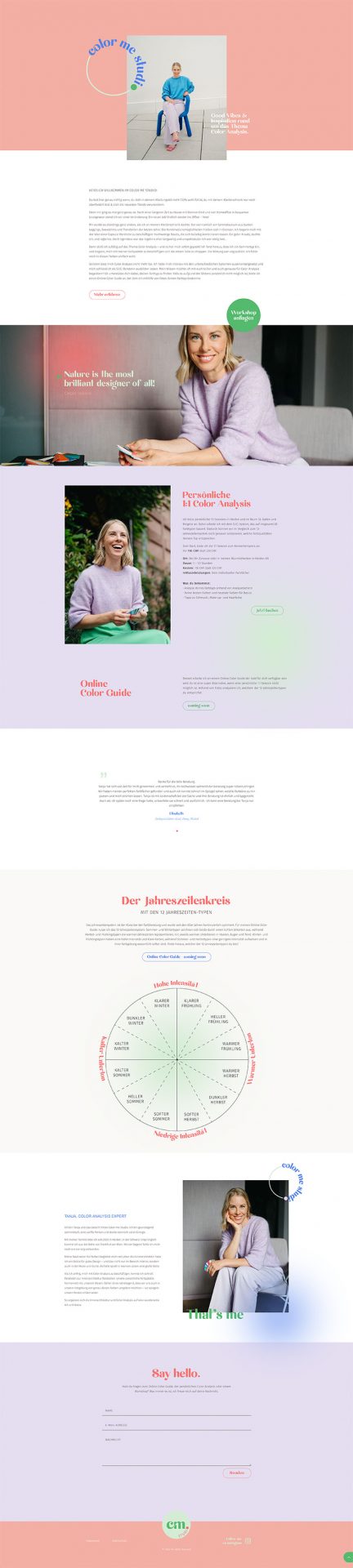 Website Screendesign einer farbenfrohen Homepage