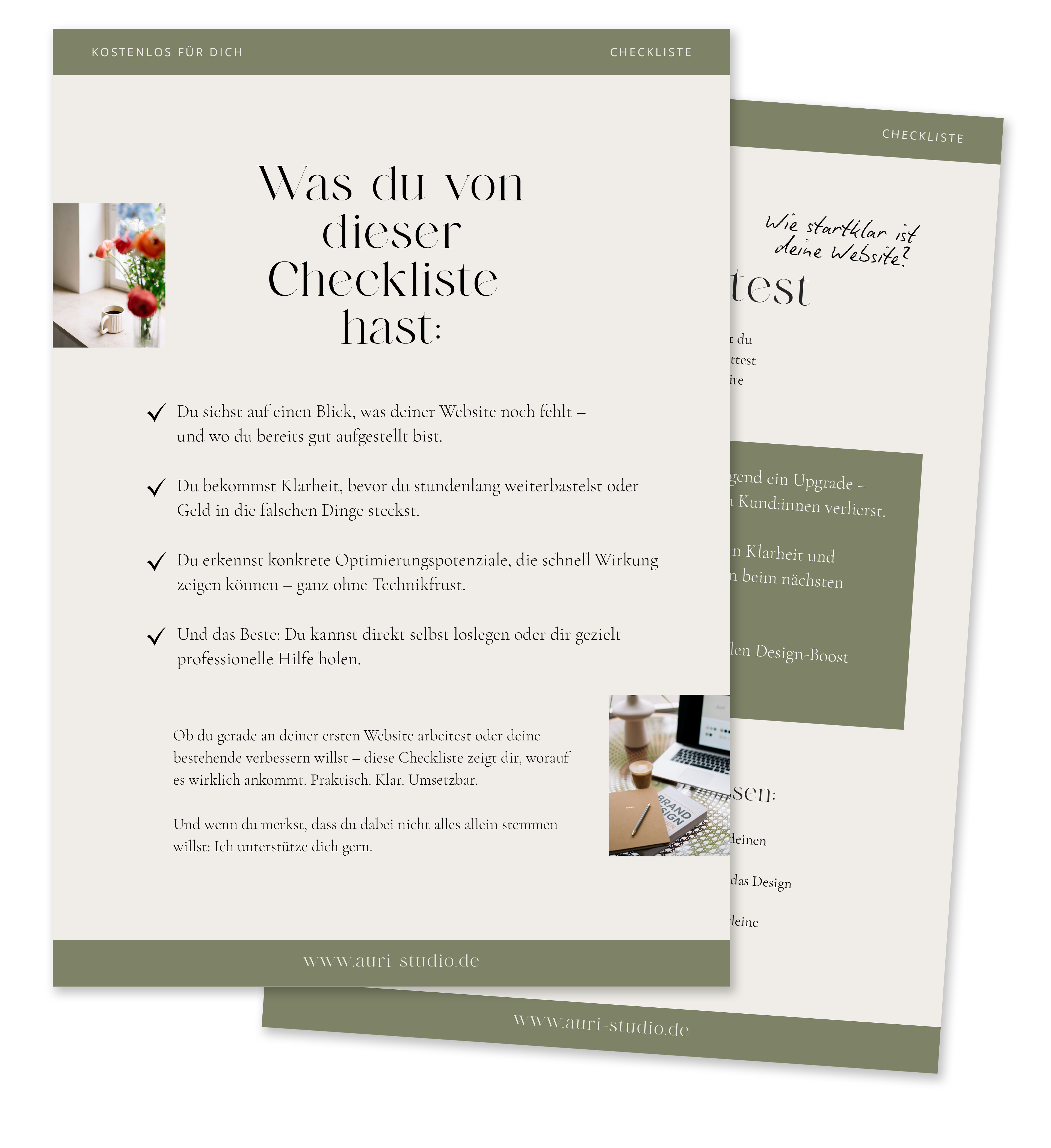 Ein Mockup von der Website-Startklar Checkliste